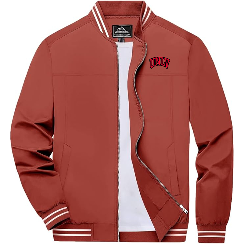 Men's UNLV Rebels  Zip-Up Bomber Jacket Ribbed Collar and Cuffs Outerwear